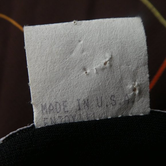 Vintage 90s Dress Geo Floral Brown Orange Lined Tessuto Keyhole Button Back USA - Picture 8 of 8